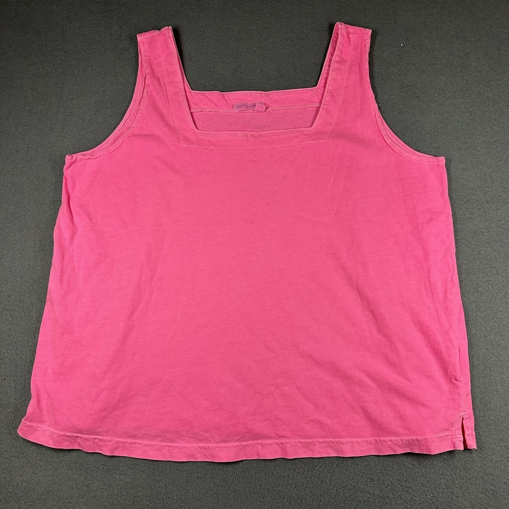 Fresh Produce Tank Top Womens XL Pink Square Neck Cotton Jersey USA Sleeveless